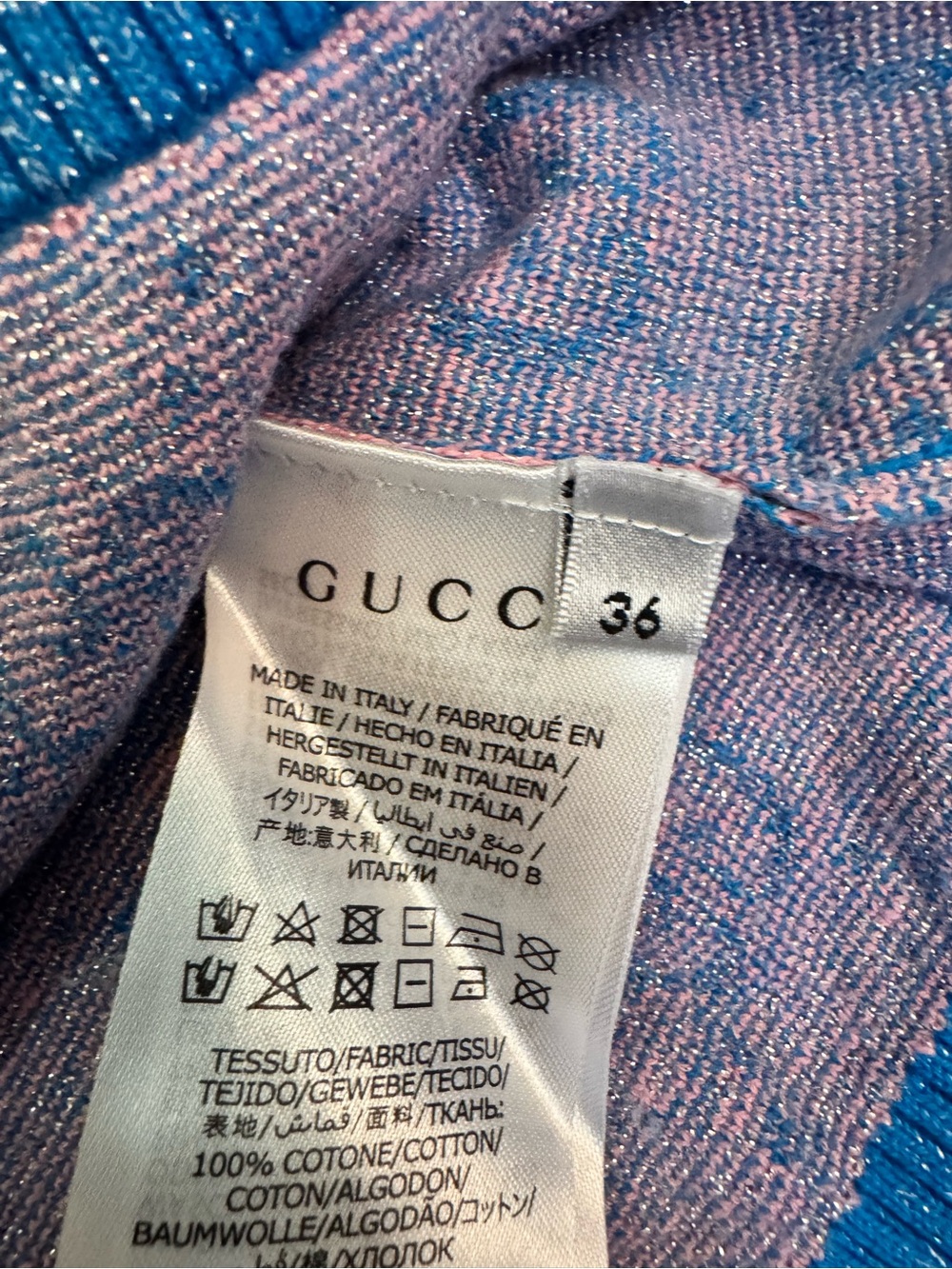 Gucci Pink and Blue GG Logo Crewneck Sweater - Picture 3 of 4